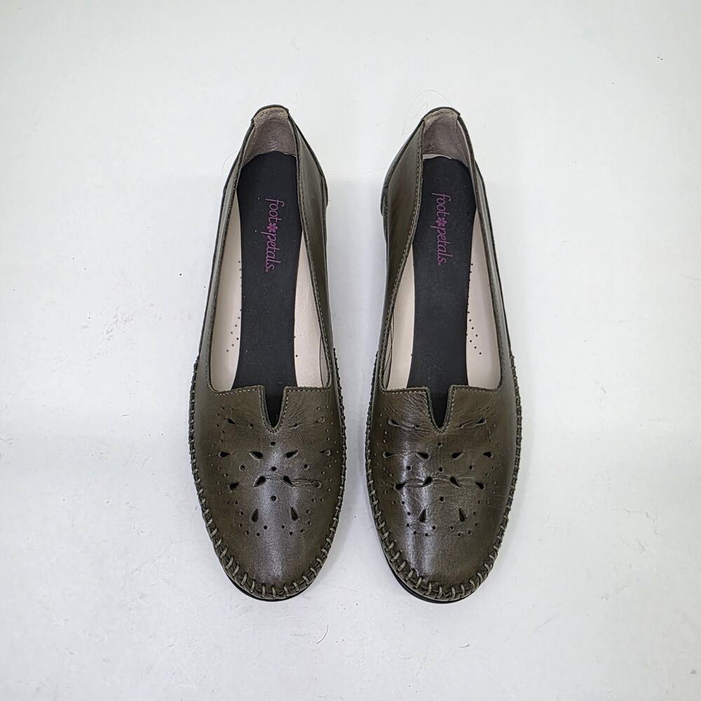 SAS Sonyo Slip On Heel Bronze Patent Leather Cut Out Kitten Size 7.5 M Comfort